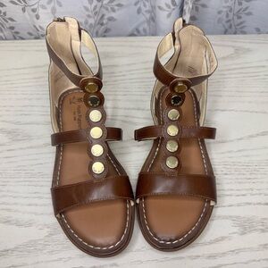 Hush Puppies Brown Gladiator Sandals with Gold Buttons